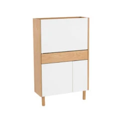 BARTON Study Desk 71cm - Natural & White(Barton Working Desk White Lacquered) -Modern Furniture 122001800