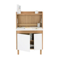 BARTON Study Desk 71cm - Natural & White(Barton Working Desk White Lacquered) -Modern Furniture 122001 d3800