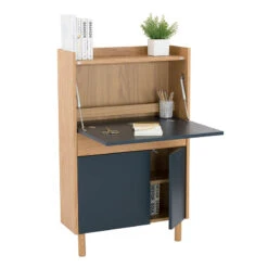 BARTON Study Desk 71cm - Blue & Natural(Barton Study Desk Blue Natural) -Modern Furniture 122002 d1 800