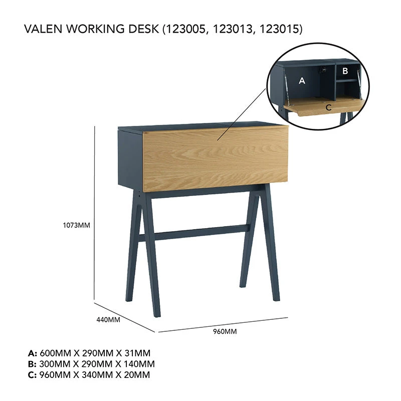VALEN Study Desk 96cm - Blue Space & Oak(Valen Study Desk 96cm Blue Space Oak) 10 VALEN Study Desk 96cm - Blue Space & Oak(Valen Study Desk 96cm Blue Space Oak) - Image 8