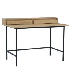 DOVER Study Desk 120cm - Natural & Black(Merton Study Desk 120cm Natural Black)