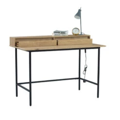 DOVER Study Desk 120cm - Natural & Black(Merton Study Desk 120cm Natural Black) -Modern Furniture 124018 2 800