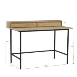 DOVER Study Desk 120cm - Natural & Black(Merton Study Desk 120cm Natural Black) -Modern Furniture 124018dms