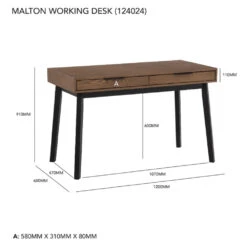 MALTON Study Desk 120cm - Black & Walnut(Malton Study Desk 120cm Black Walnut) -Modern Furniture 124024dms 1000