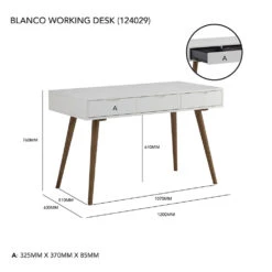 BLANCO Study Desk 120cm - White & Walnut(Blanco Study Desk 120cm White Walnut) -Modern Furniture 124029dms 1000