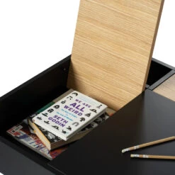 MORSEStudy Desk 140cm -Black & Oak(Morse Study Desk 140cm White Oak) -Modern Furniture 124040 D1 1000