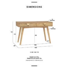 LOFTUS Study Desk 120cm - Oak(Loftus Study Desk Solid Acacia Wood 140cm Herringbone) -Modern Furniture 124065dms 960