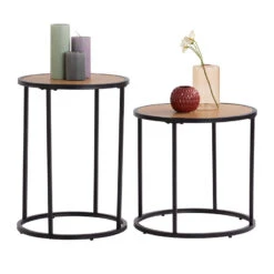 BRADFORD Side Table 40cm- Natural & Black(Bradford Lamp Table Oak) -Modern Furniture 131065131066131065BRADFORDTable800