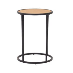BRADFORD Side Table 40cm- Natural & Black(Bradford Lamp Table Oak) -Modern Furniture 131065800