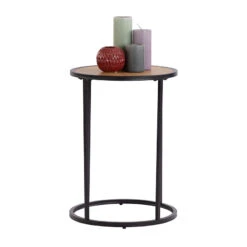 BRADFORD Side Table 40cm- Natural & Black(Bradford Lamp Table Oak) -Modern Furniture 131065BRADFORDSideTable2800