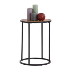 BRADFORD Side Table 40cm- Natural & Black(Bradford Lamp Table Oak) -Modern Furniture 131065BRADFORDSideTable800