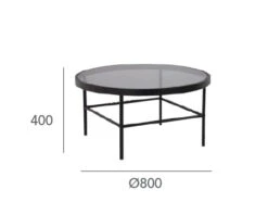 CASHEL Round Coffee Table 80cm - Smoke & Black(Cashel Round Coffee Table 80cm Smoke Black) -Modern Furniture 132039dms