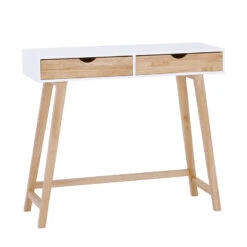 ARSENIO Console Table 90cm - Natural & White(Arsenio Console Table 90cm Natural White)