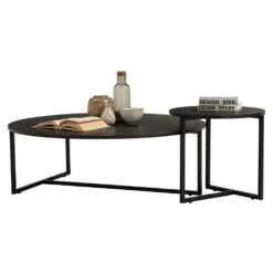 TURNER Round Side Table 46cm - Black(Turner Round Side Table 46cm Walnut) -Modern Furniture 133098 131110 11000