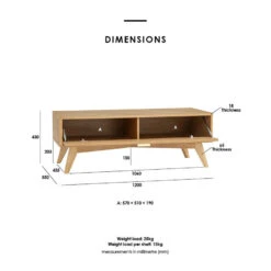 LOFTUS Entertainment TV Unit 120cm - Oak(Loftus Entertainment Tv Unit 120cm Oak) -Modern Furniture 134107 LoftusSmallTVUnitdms 900