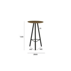 TAIJO Bar Table 60cm - Walnut & Black(Moxie Bar Table 60cm Walnut Black) -Modern Furniture 142007Measurement 1000