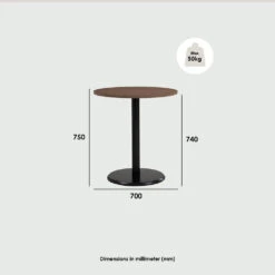 RUNDA Round Dining Table 70cm - Walnut & Black(Runda Round Dining Table 70cm Walnut Black) -Modern Furniture 142008dms 1000