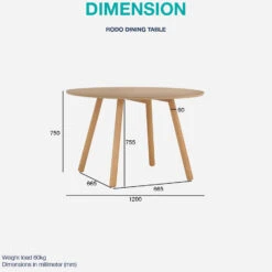 RODO Round Dining Table 120cm - Natural(Rodo Round Dining Table 120cm Natural) -Modern Furniture 144090dms 900