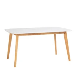 AIMON Dining Table 150cm - Natural & White(Aimon Lacquered Dining Table 1 5m White)