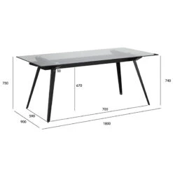 ARCHIE Glass Dining Table 180cm(Archie Glass Dining Table 180cm) -Modern Furniture 146054ARCHIE1.8MDININGTABLE 800