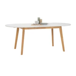 WERNER Extendable Dining Table 150-195cm- Natural & White(Werner Extendable Dining Table 150cm White) -Modern Furniture 146094 2800
