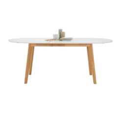 WERNER Extendable Dining Table 150-195cm- Natural & White(Werner Extendable Dining Table 150cm White) -Modern Furniture 146094 A2800