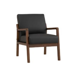 MENDO Lounge Chair - Black & Walnut(Mendo Single Seater Lounge Chair Black)