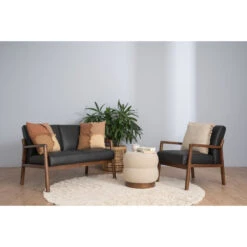 MENDO Lounge Chair - Black & Walnut(Mendo Single Seater Lounge Chair Black) -Modern Furniture 175