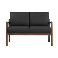 MENDO 2 Seater Lounge Seater - Black & Walnut(Mendo 2 Seater Lounge Chair Black Copy) -Modern Furniture 177