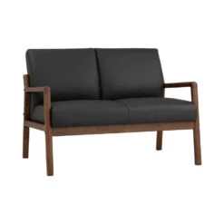 MENDO 2 Seater Lounge Seater - Black & Walnut(Mendo 2 Seater Lounge Chair Black Copy)