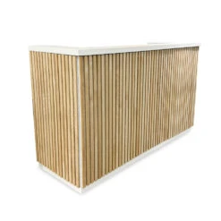 KENTO Reception Desk 180cm - White & Oak Timber Slat Acoustic(Kento Reception Desk 180cm White Oak Timber Slat Acoustic)