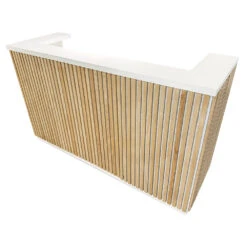 KENTO Reception Desk 180cm - White & Oak Timber Slat Acoustic(Kento Reception Desk 180cm White Oak Timber Slat Acoustic) -Modern Furniture 1800mmTopview 1000