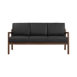 MENDO 3 Seater Lounge Sofa - Black & Walnut(Mendo 3 Seater Lounge Chair Black Copy) -Modern Furniture 184