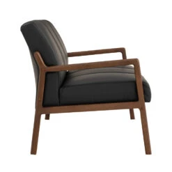 MENDO 3 Seater Lounge Sofa - Black & Walnut(Mendo 3 Seater Lounge Chair Black Copy) -Modern Furniture 185