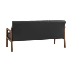 MENDO 3 Seater Lounge Sofa - Black & Walnut(Mendo 3 Seater Lounge Chair Black Copy) -Modern Furniture 186