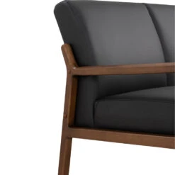 MENDO 3 Seater Lounge Sofa - Black & Walnut(Mendo 3 Seater Lounge Chair Black Copy) -Modern Furniture 187