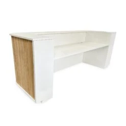 HALO Reception Desk 240cm - Oak & White(Halo Reception Desk 240cm Oak White) -Modern Furniture 2.4mOakHalo BackSide 2000copy