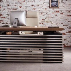 PHOENIX Executive Desk With Right Return 1.8M - Warm Oak & Black(Phoenix Executive Desk With Right Return 1 8m Mahogany Black) -Modern Furniture 202110221111 800Right