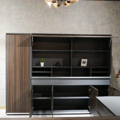 ARMANDO Display Unit 2.6M - Hazelnut & Grey(Armando Display Unit 2 4m Hazelnut Grey) -Modern Furniture 202305100921574 800