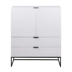 SVANA Tall Sideboard 100cm - White(Copy Of Shanti Tall Sideboard 120cm Solid Acacia Wood Black) -Modern Furniture 20354b800