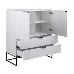 SVANA Tall Sideboard 100cm - White(Copy Of Shanti Tall Sideboard 120cm Solid Acacia Wood Black) -Modern Furniture 20354d800