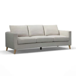 DELLAN 3 Seater Sofa - Light Cream With Natural Oak Legs(Dellan 3 Seater Sofa Light Beige With Natural Oak Legs)