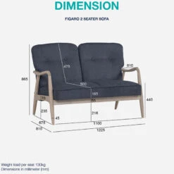 FIGARO 2 Seater Sofa Walnut & Steel(Figaro 3 Seater Sofa Walnut Steel) -Modern Furniture 232175dms 800