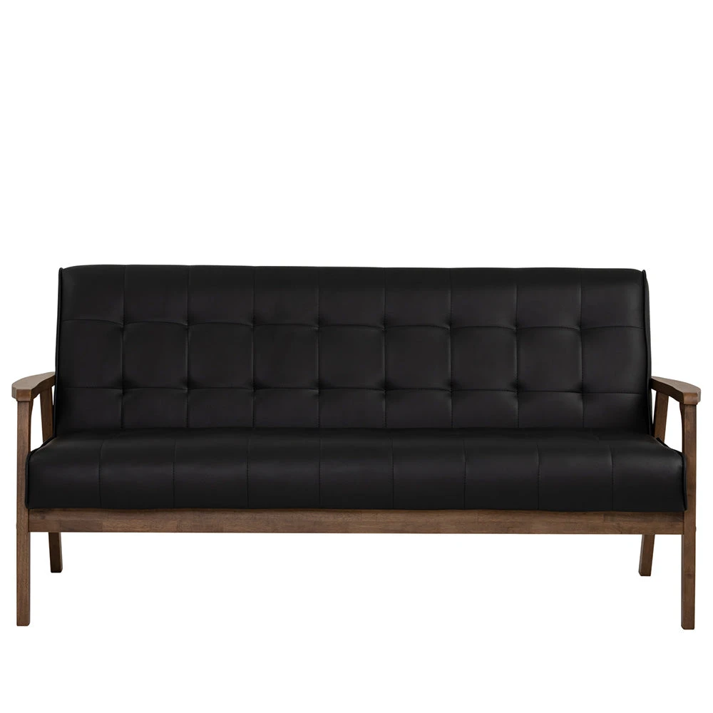 TUCSON 3 Seater Sofa Walnut & Black PU Leather(Tucson 3 Seater Sofa In Chestnut 1) 5 TUCSON 3 Seater Sofa Walnut & Black PU Leather(Tucson 3 Seater Sofa In Chestnut 1) - Image 3