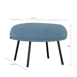 JUSTY Footstool/ Ottoman 63.5cm - Marble Blue(Justy Footstool Ottoman 63 5cm Marble Blue) -Modern Furniture 236068dms