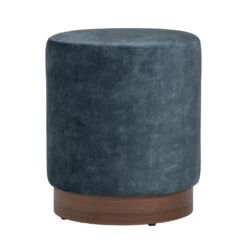 AURA Ottoman 37.5cm - Sapphire & Walnut(Aura Ottoman 37 5cm Sapphire Walnut)