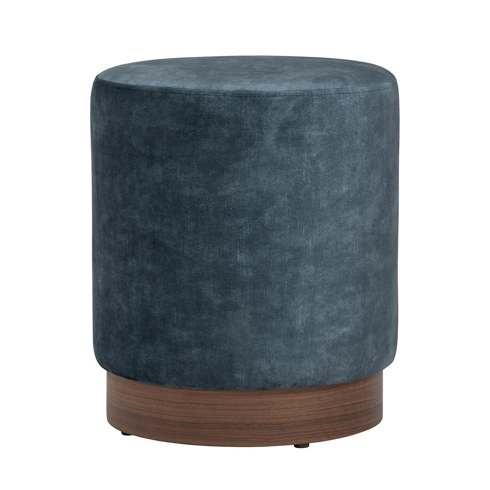 AURA Ottoman 37.5cm - Sapphire & Walnut(Aura Ottoman 37 5cm Sapphire Walnut) 3 AURA Ottoman 37.5cm - Sapphire & Walnut(Aura Ottoman 37 5cm Sapphire Walnut)