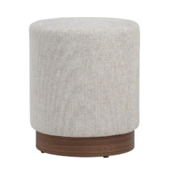 AURA Ottoman 37.5cm - Beige & Walnut(Aura Ottoman 37 5cm Beige Walnut)
