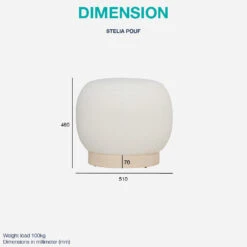 STELIA Ottoman 51cm - Off White(Stelia Ottoman 51cm Off White) -Modern Furniture 236111dms 945