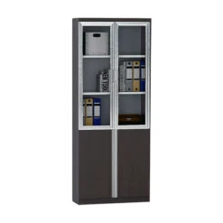 XANDER 2 Door Display Cabinet 80cm - Black(Xander 2 Door Display Cabinet 80cm Black Oak)